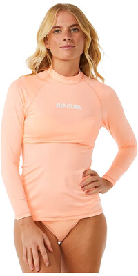 2024 Rip Curl Womens Classic Surf UPF Long Sleeve Rash Vest 15IWRV - Bright Peach